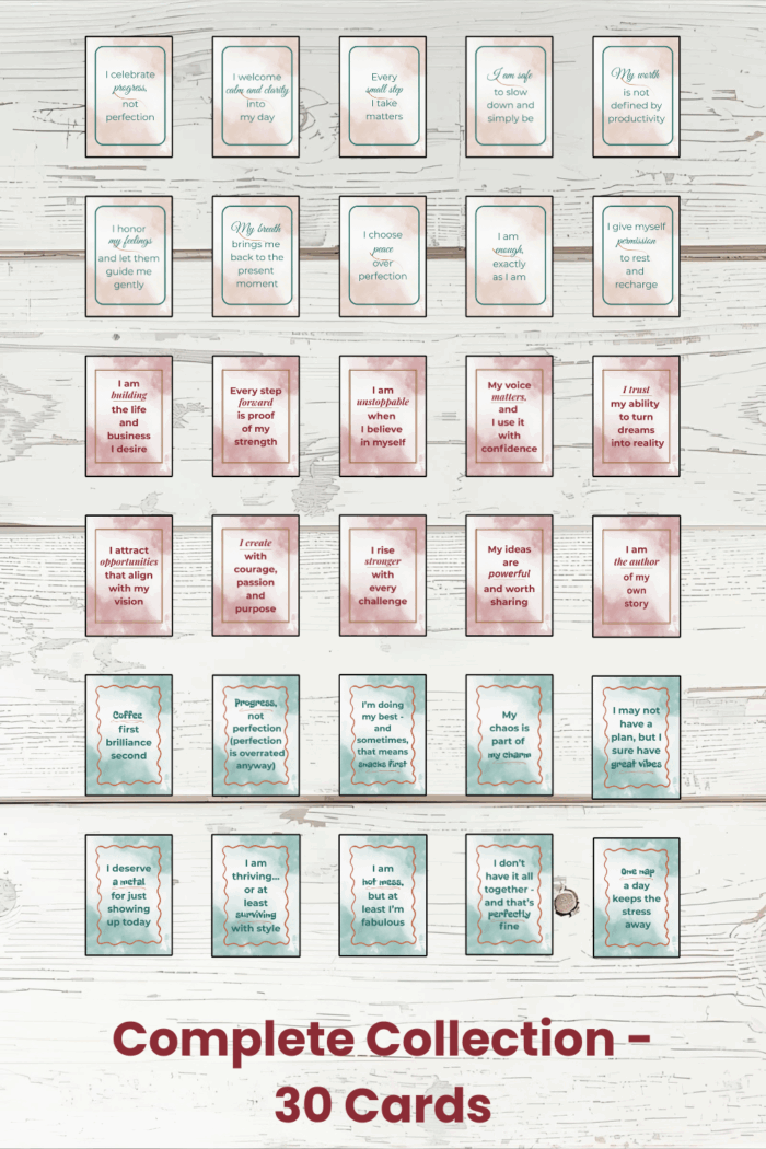 30 Affirmations – Complete Collection (Printable Digital Cards)